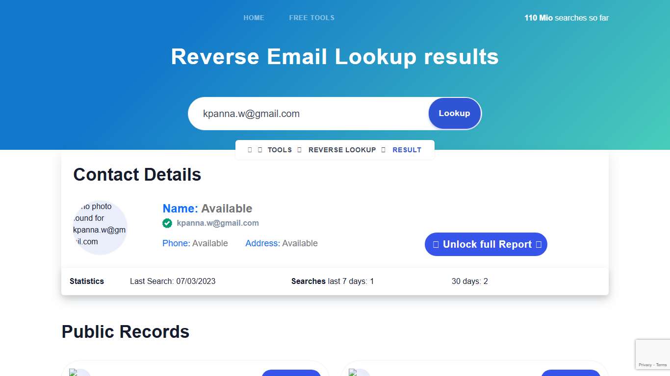 Free Email Lookup results for kpanna.w@gmail.com
